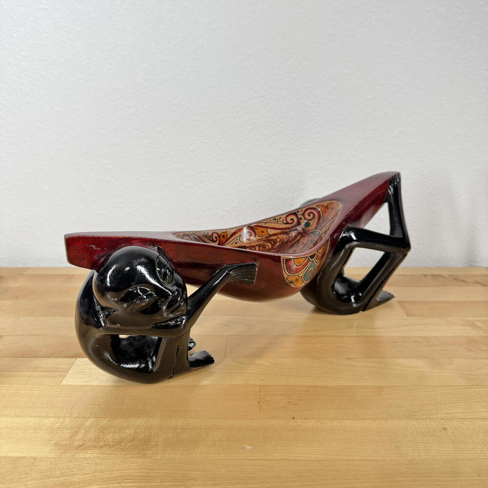 Decorative‎ African Handcrafted Wooden Bowl Friendship Unity Painted Sculpture